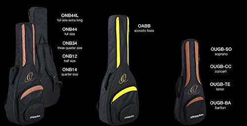 Ortega Guitars 3/4 Size Classical Guitar Pro Deluxe Gig Bag-Extra Thick Padding-Black (ONB34)